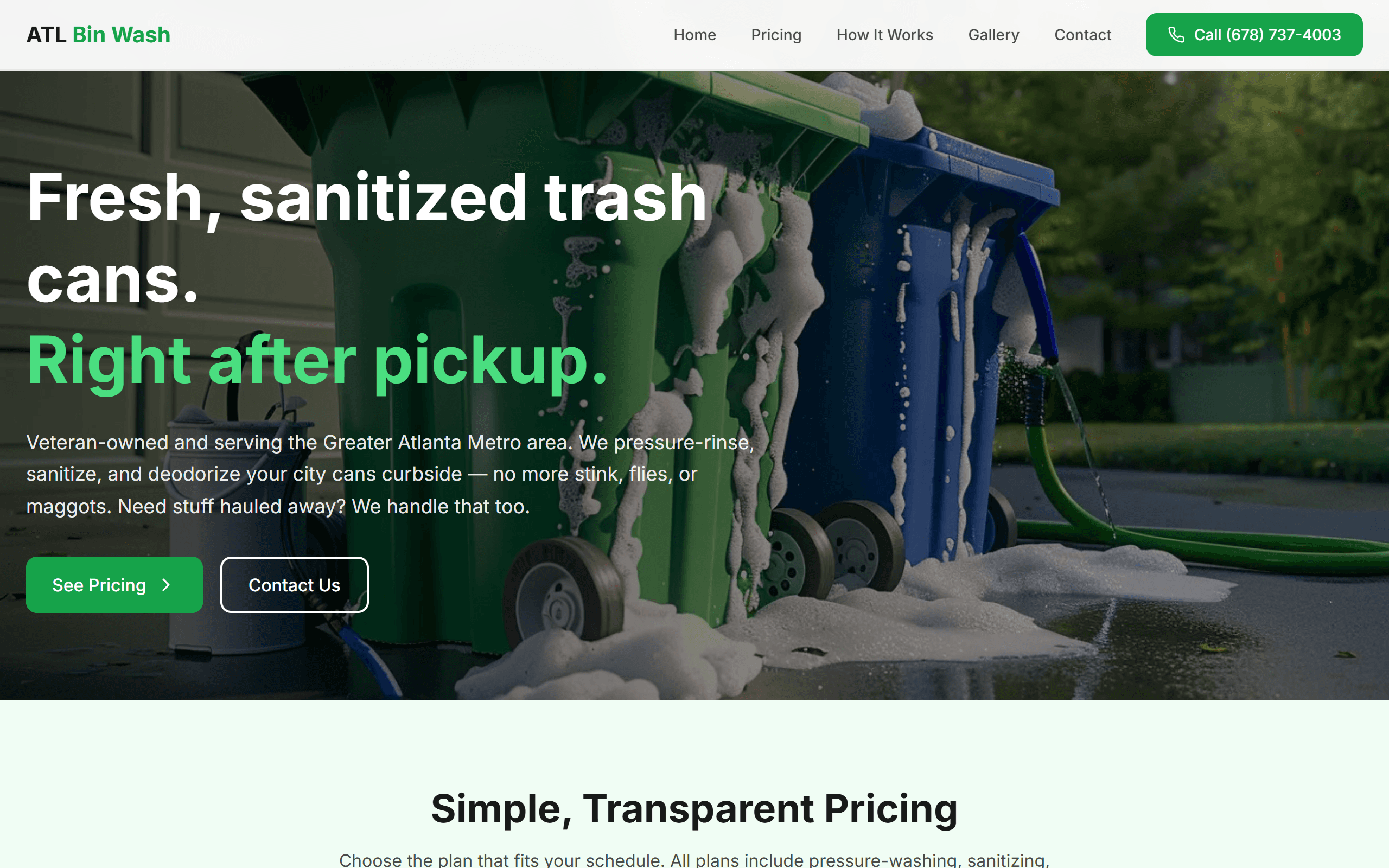ATL Bin Wash website screenshot